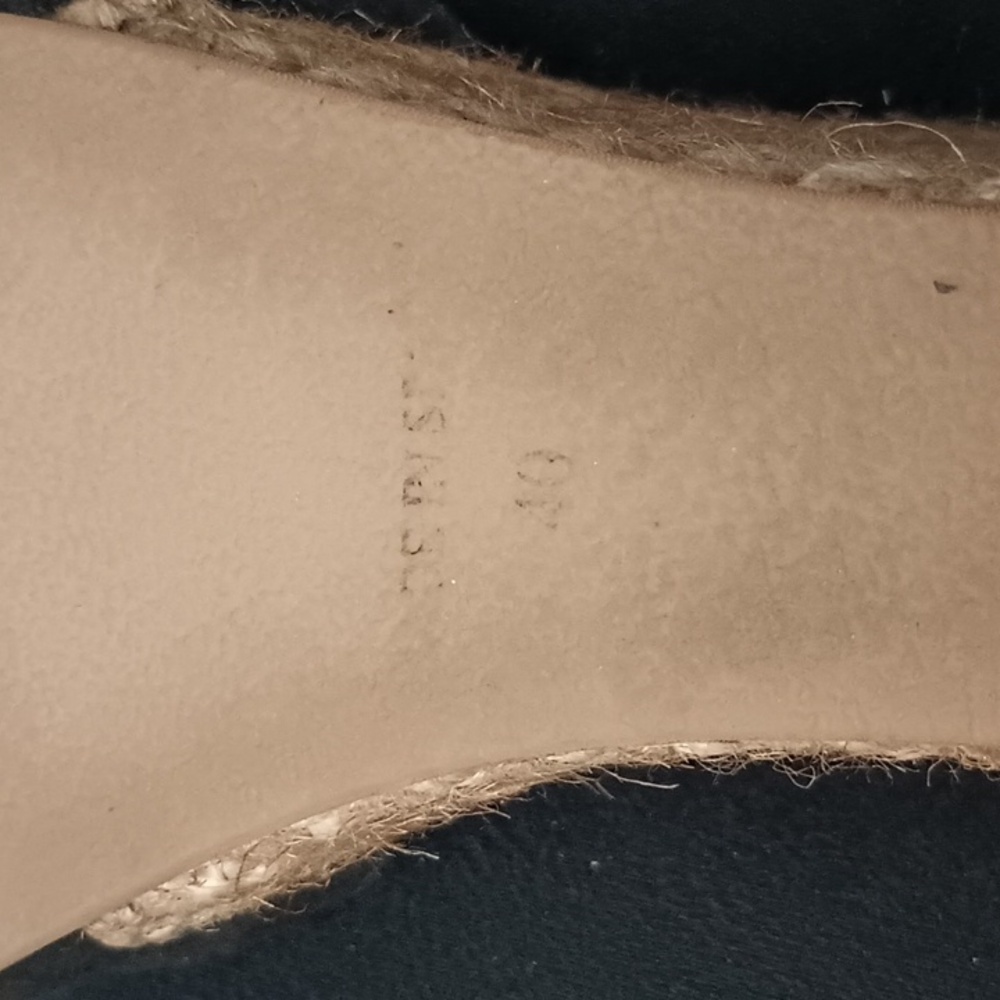 Eric Michael BlK Suede Espadrille with Brown Foot Strap Size 9 - Picture 9 of 10